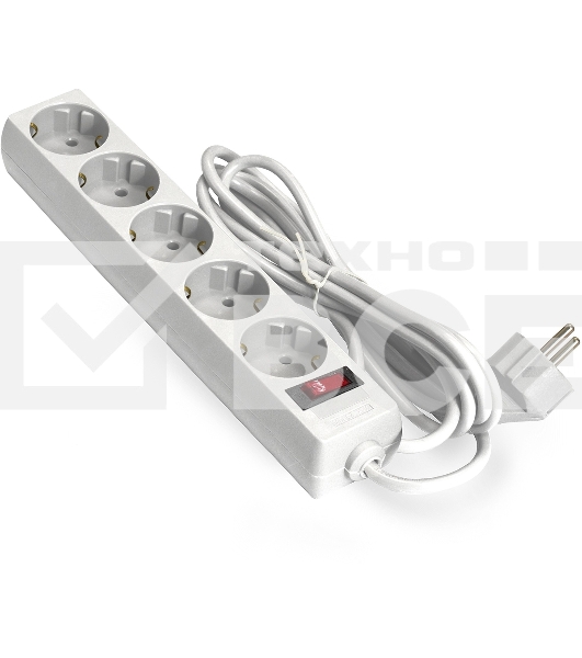 Удлинитель ExeGate EC-5-3W EX279360RUS белый, 3 м, евровилка, 5 розеток, 2200 Вт