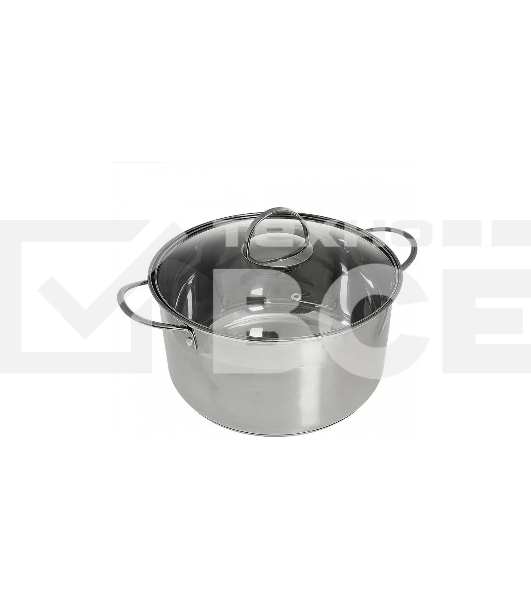 Кастрюля WEBBER BE-350/2 6,1 л, 24 см, из нержавеющей стали со стеклянной крышкой