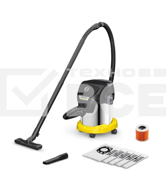 Строительный пылесос Karcher KWD 3 S V-15/4/20 AE *EU (уборка: сухая/влажная) желтый