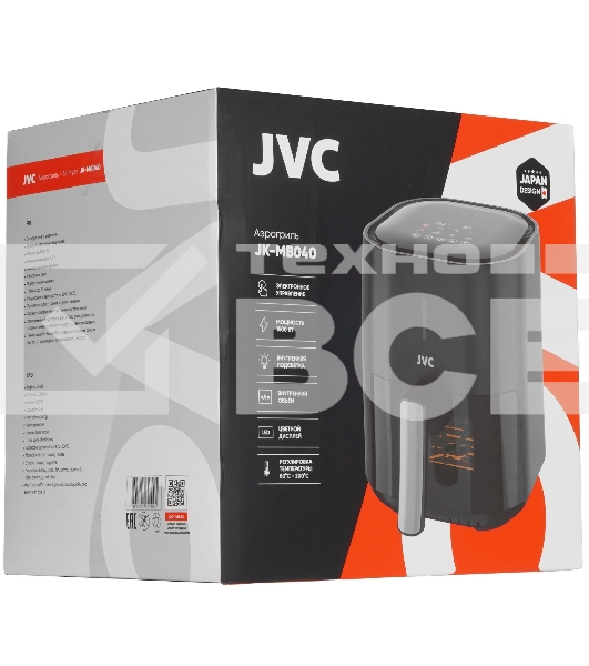 Аэрогриль JVC JK-MB040 черный, 1500 Вт, 4.5 л, сенсор, 8 программ