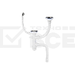 Сифон Элит для 2-ой, разноуров. мойки нерж.чаш. Ø114мм, отв. ст/м., кругл пер. и гофротр. L800, фото 1