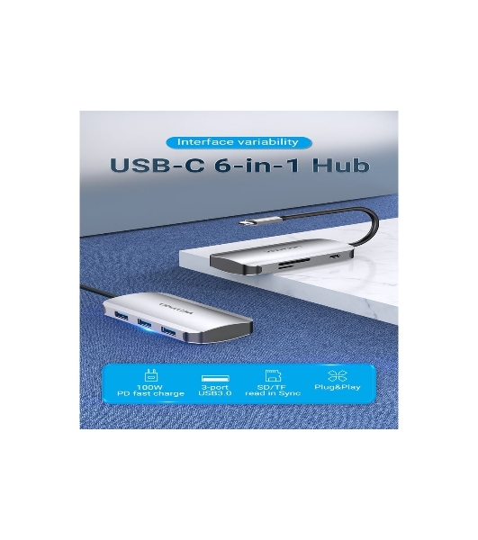 USB-концентратор Vention TNHHB, USB Type-C, USB/SD/TF/PD, USB Type-C