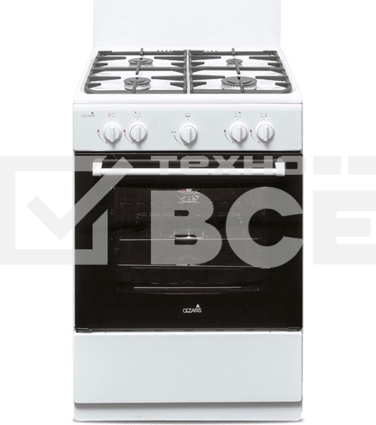 Плита газовая Cezaris ПГ 3200-00 белый, конфорок 4 шт, духовка 59 л, 60 см x 85 см x 60 см