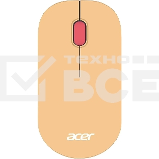 Мышь беспроводная Acer OMR205 бежевый/розовый, 1200 dpi, радиоканал, USB, кнопки - 3