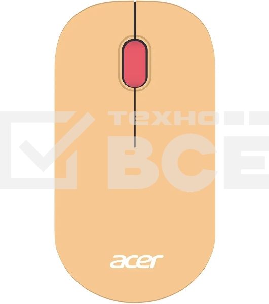 Мышь беспроводная Acer OMR205 бежевый/розовый, 1200 dpi, радиоканал, USB, кнопки - 3