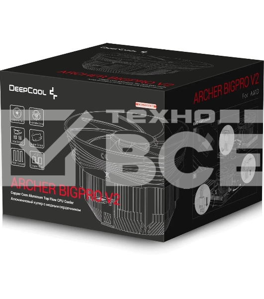 Кулер для процессора DEEPCOOL ARCHER BIGPRO V2 черный/синий, 120 мм, алюминий/медь, 2000 об/мин, 29.7 дБ, 4 pin, 125 Вт, 70 мм