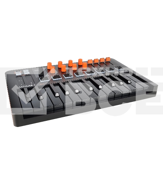 Клавиатура MIDI [231507] Arturia [MiniLAB 3 Orange Edition] 25 клавиш, 8 энкодеров, 8 RGB пэдов, 8 фейдеров, дисплей, сенсорные регуляторы Pitch/Modulation, MIDI-выход, 1/4