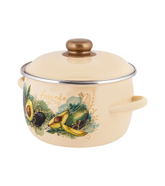 Кастрюля Appetite 1MC161P Avocado с крышкой, сферическая эмалированная 2 л