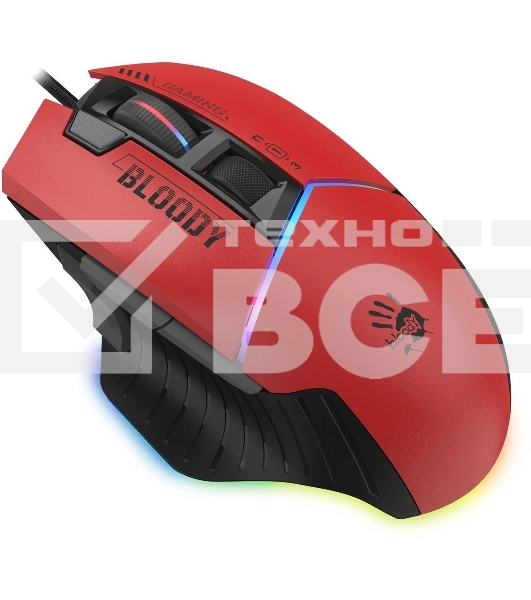 Мышь проводная A4Tech Bloody W95 Max Sports красный/черный оптическая (12000dpi) USB (10but)