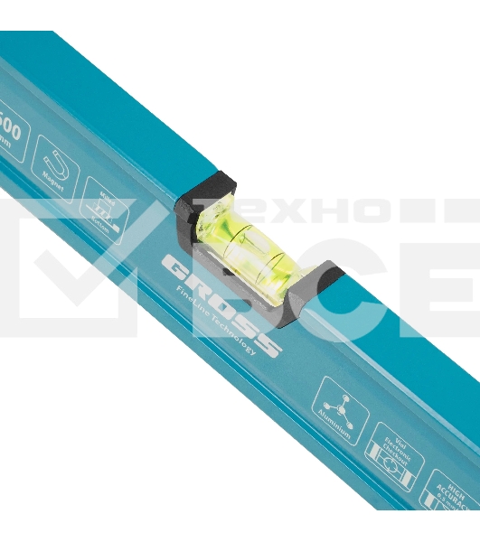 Уровень Gross 33651 алюминиевый, магнит., фрезерованный, 3 глазка, 0,5 мм/м, 600 мм