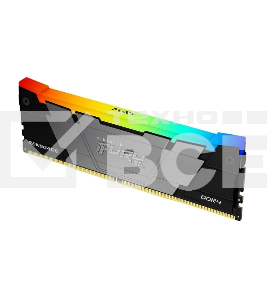 Оперативная память Kingston Fury Renegade, DDR4, 32GB (1x32GB), 3200MHz, CL16, с радиатором, RGB, серебристый/чёрный