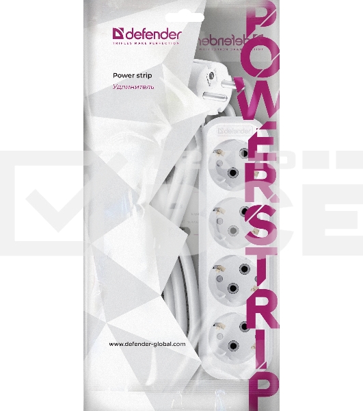 Удлинитель с заземлением Defender R340 16 А, 3 м, заземление