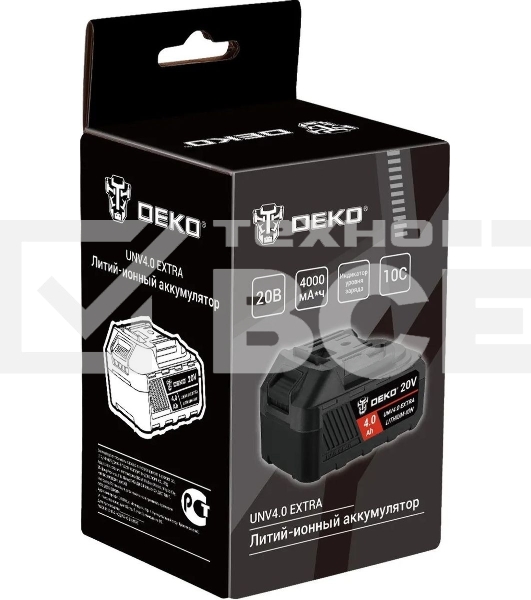 Батарея аккумуляторная Deko UNV4.0 EXTRA 20В, 4.0Ач, Li-Ion 063-4496