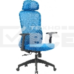 Кресло компьютерное Cactus CS-MC515-BL темно-синий, сиденье темно-синий, сетка/ткань, с подголов. крестов. пластик, пластик черный, фото 1