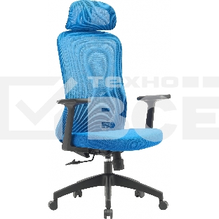 Кресло компьютерное Cactus CS-MC515-BL темно-синий, сиденье темно-синий, сетка/ткань, с подголов. крестов. пластик, пластик черный