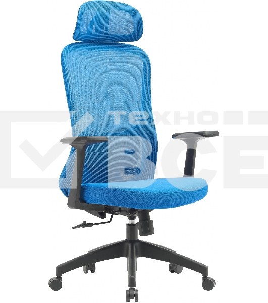 Кресло компьютерное Cactus CS-MC515-BL темно-синий, сиденье темно-синий, сетка/ткань, с подголов. крестов. пластик, пластик черный