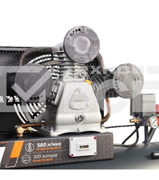 Компрессор PATRIOT KRX 580 L100 D, поршневой, ременной, масляный, 580 л/мин, 100 л, 10 бар, 3 кВт, 400 В