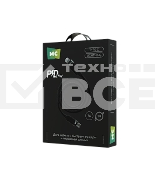 Дата-кабель MORE CHOICE (4620202555021) K87ia USB 3.0A PD 27W для Lightning ng 8-pin Type-C - 1м, черный