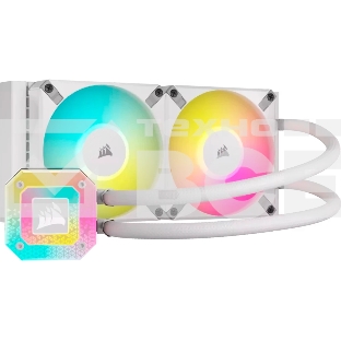 Система жидкостного охлаждения Corsair iCUE H100i ELITE CAPELLIX XT (240мм, белый, RGb/Fans: 2x120мм, 65.57CFM, 34.1dBA, 2400RPM/S: 1851, 1700, 1200, 115x, 2011, 2066, AM5, AM4)