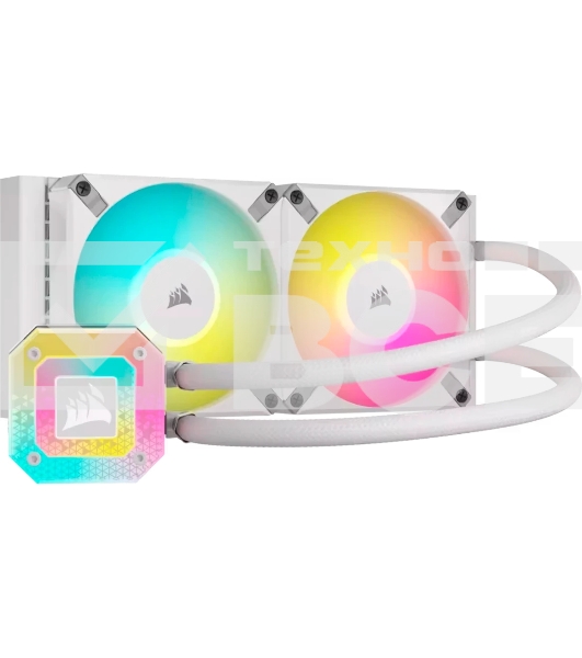 Система жидкостного охлаждения Corsair iCUE H100i ELITE CAPELLIX XT (240мм, белый, RGb/Fans: 2x120мм, 65.57CFM, 34.1dBA, 2400RPM/S: 1851, 1700, 1200, 115x, 2011, 2066, AM5, AM4)
