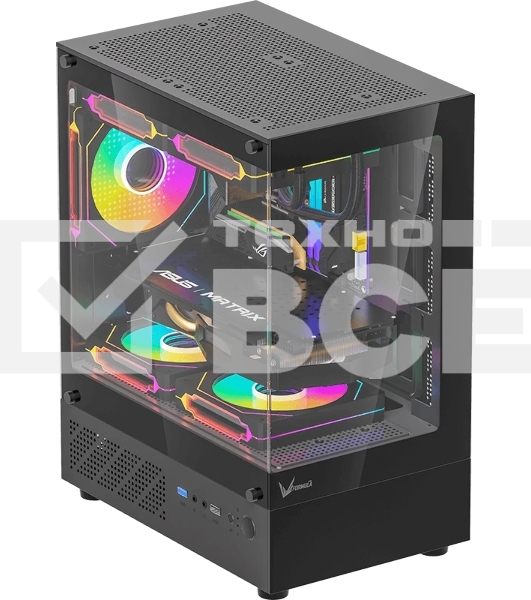 Компьютерный корпус MiniTower AeroCool/Formula Crystal Z1CM PLUS AR black (mATX, без БП, USB Type-A+USB Type-C) (Crystal Z1CM Plus Black AR)