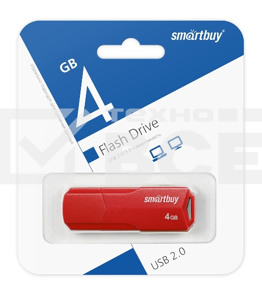 Флеш диск USB SmartBuy 4GB CLUE Red (SB4GBCLU-R)