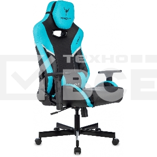 Кресло игровое Knight Thunder 5X черный/голубой эко.кожа крестов. металл