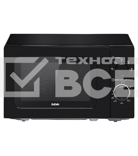 Микроволновая печь BBK 20MWS717MB черный, 20 л, 700 Вт, переключатели - поворотный механизм