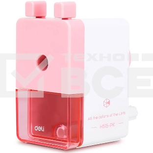 Точилка для карандашей механическая Deli EH515-PK, 1 отверстие, пластик, розовый/белый, пластиковый бокс