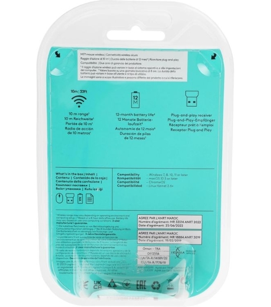 Мышь беспроводная Logitech M171 голубой, 1000 dpi, радиоканал, USB, кнопки - 3