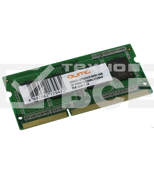 Оперативная память QUMO, DDR3, 4GB (1x4GB), 1333MHz, CL9, SO-DIMM