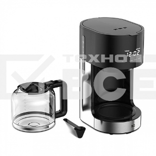 Кофеварка капельная  BQ CM1001 черный-стальной, исп. кофе -  молотый, 1.5 л, 900 Вт.