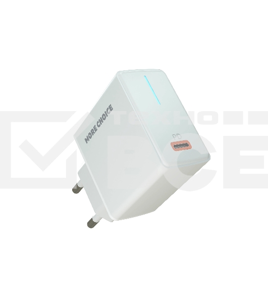 Сетевое зарядное устройство MORE CHOICE (4610196408632) NC60 1USB-C 3.0A PD 20W быстрая зарядка белый