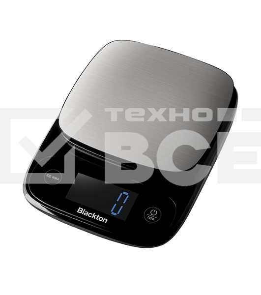 Весы кухонные Blackton Bt KS112 Black, тип управления: сенсорное, дисплей LCD, количество высокочувствительных датчиков: 1, выбор единиц измерения: грамм, килограмм, фунт:унция, миллилитр (молоко, вода), жидкая унция, унция, интервал измерения: 1 г, макси