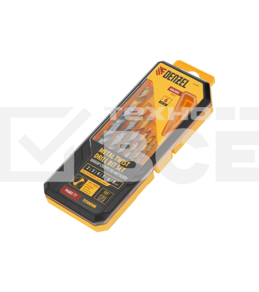 Набор сверл по металлу Denzel 2-8мм, Р6М5-TiN, Golden Tip, 6 шт 723000