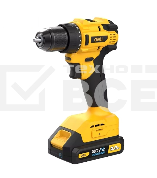 Дрель-шуруповерт аккумуляторная Deli DC120 (2 АКБ*2Ач+ЗУ, 20В, 45Нм, сумка)