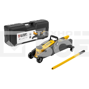 Домкрат гидравлический подкатной Denzel 2т, 135-385 мм, в пласт. кейсе 51231