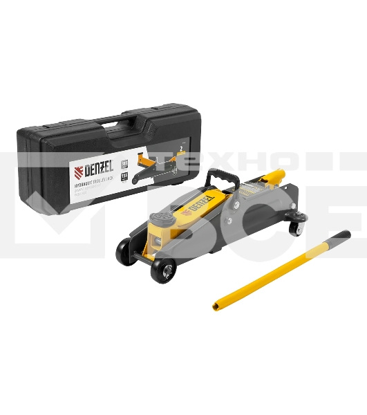 Домкрат гидравлический подкатной Denzel 2т, 135-385 мм, в пласт. кейсе 51231