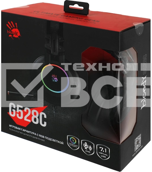 Гарнитура проводная с микрофоном A4 Bloody G528C черный 1.8м мониторы USB оголовье (G528C)