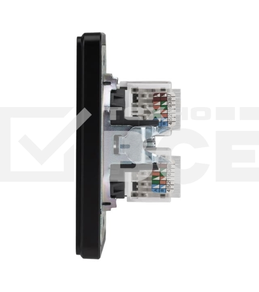 Розетка Kranz ROUND компьютерная двойная RJ45+RJ45 кат6 с/у оникс