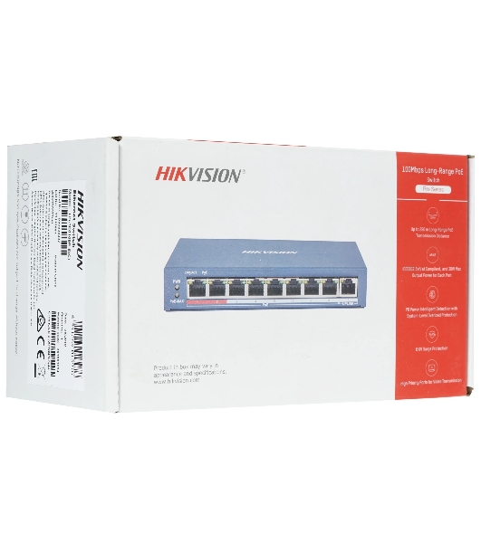 Коммутатор Hikvision DS-3E0109P-E(C), 8×100 Мбит/с PoE + 1×100 Мбит/с, неуправляемый