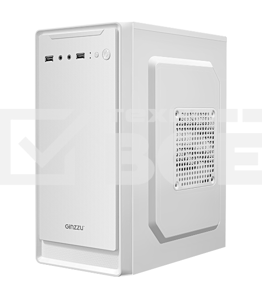 Компьютерный корпус MiniTower Ginzzu B185 White mATX,2xUSB2.0, белый,w/o PSU, w/o fan (Ginzzu B185)