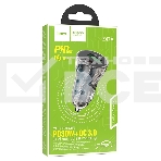 Автомобильная зарядка HOCO Z47A прозрачный 1xUSB-1xUSB-C, 3А PD30W QC3.0, черный, фото2