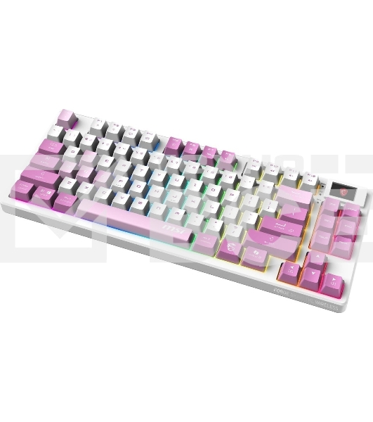 Клавиатура проводная+беспроводная MSI Forge GK600, USB, белый фиолетовый