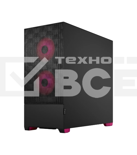 Компьютерный корпус без блока питания Fractal Design Pop Air RGb Magenta Core TG Clear Tint, Midi-Tower, 3x120мм RGb, 2xUSB-A 3.2 ATX, mATX, mITX черный/магента