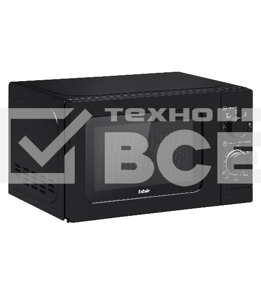 Микроволновая печь BBK 20MWS717MB черный, 20 л, 700 Вт, переключатели - поворотный механизм