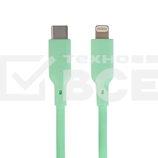 Кабель QUMO, MFI С94, Type-C на MFI Apple 8 pin, силиконовый, 1м, 2,22A, 9V, 20W, PD (зеленый)