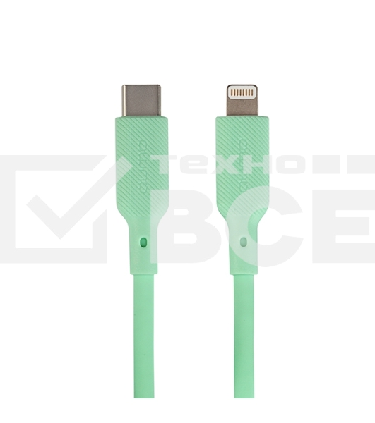 Кабель QUMO, MFI С94, Type-C на MFI Apple 8 pin, силиконовый, 1м, 2,22A, 9V, 20W, PD (зеленый)