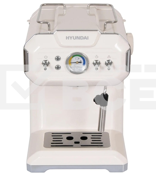 Кофеварка рожковая Hyundai HEM-5300 бежевый/серебристый, исп. кофе - молотый, 1.5 л, 850 Вт, 20 бар