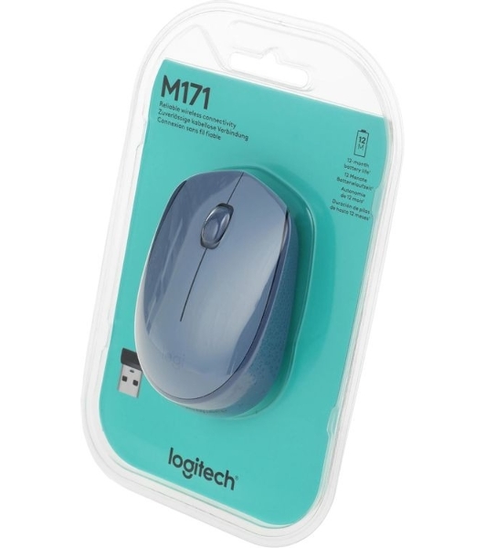 Мышь беспроводная Logitech M171 голубой, 1000 dpi, радиоканал, USB, кнопки - 3